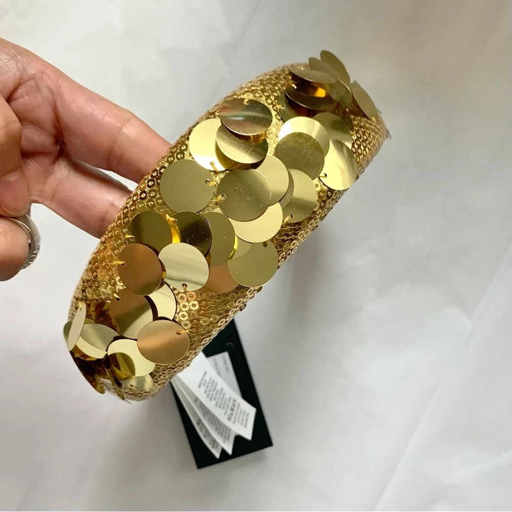 NEW Kate Spade Gold Lamé Sequin Embellished Headband O/S NWT